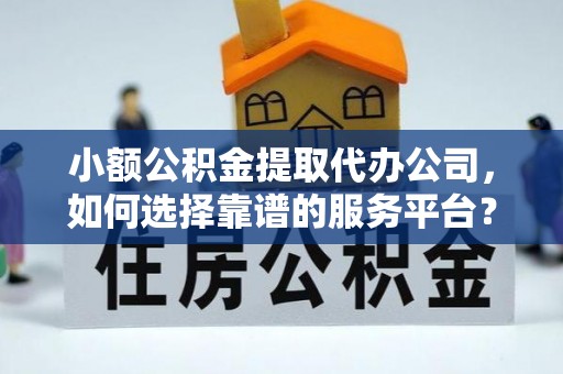 阳江小额公积金提取代办公司，如何选择靠谱的服务平台？